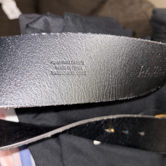 Ralph Lauren Black Double-Strap Leather Belt with Brass Buckles - Picture 4 of 4